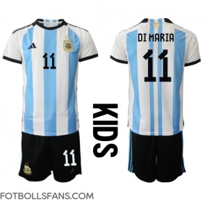 Argentina Angel Di Maria #11 Replika Hemmatröja Barn VM 2022 Kortärmad (+ Korta byxor)